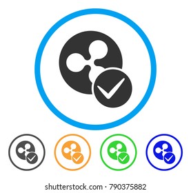 Valid Ripple Coin rounded icon. Style is a flat grey symbol inside light blue circle with bonus color versions. Valid Ripple Coin vector designed for web and software interfaces.