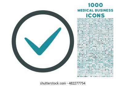 Valid rounded vector bicolor icon with 1000 medical business icons. Set style is flat pictograms, soft blue colors, white background.