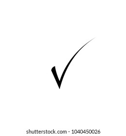Valid Seal icon. Black calligraphic tick. Flat OK sticker icon. Isolated on white. Accept button. Good for web and software interfaces. Vector illustration. Check Mark. 