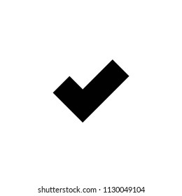 Valid Seal icon. Black thick tick. Flat OK sticker icon. Isolated on white. Accept button. Good for web and software interfaces. Vector illustration. Check Mark. 
