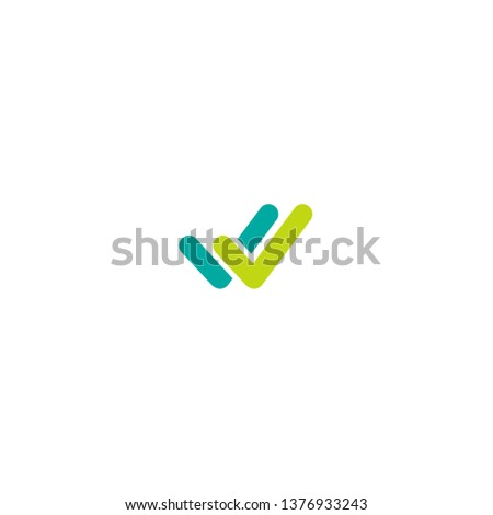 Valid Seal icon. Blue and green double tick. Flat done sticker icon. Isolated on white. Accept button. Good for web and software interfaces. Vector illustration. Check Mark. 