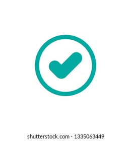 Valid Seal icon. Blue tick in blue circle. Flat OK sticker icon. Isolated on white. Accept button. Good for web and software interfaces. Vector illustration.