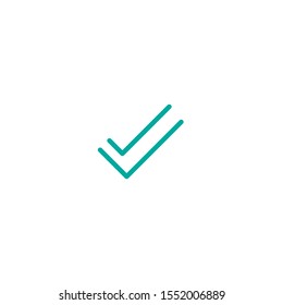 Valid Seal icon. Blue tick made of thread or line. Flat OK sticker icon. Isolated on white. Accept button. Good for web and software interfaces. Vector illustration.