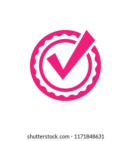 Valid Seal icon. Flat OK sticker icon. Isolated on white. Accept button. Good for web and software interfaces. Vector illustration.