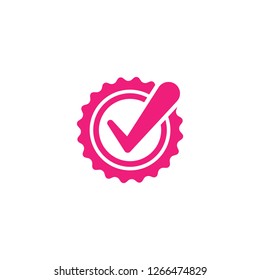 Valid Seal icon. Flat OK sticker icon. Isolated on white. Accept button. Good for web and software interfaces. Vector illustration.