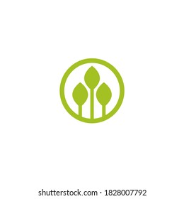 Valid Seal icon. Green circle with green sprout and leaves. Flat ecology sticker icon. Isolated on white. Organic, natural icon, eco friendly logo Vector illustration.