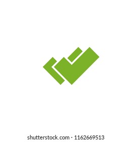 Valid Seal icon. Green double thik tick. Flat done sticker icon. Isolated on white. Accept button. Good for web and software interfaces. Vector illustration. Check Mark. 