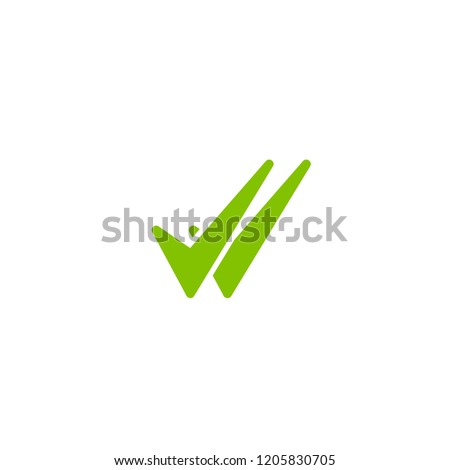 Valid Seal icon. Green double tick. Flat done sticker icon. Isolated on white. Accept button. Good for web and software interfaces. Vector illustration. Check Mark. 