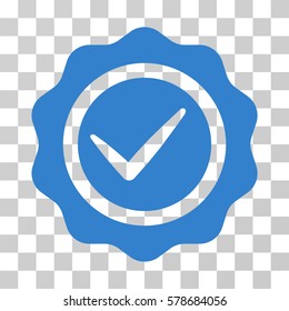 Valid Seal icon. Vector illustration style is flat iconic symbol, cobalt color, transparent background. Designed for web and software interfaces.