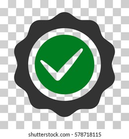 Valid Seal icon. Vector illustration style is flat iconic bicolor symbol, green and gray colors, transparent background. Designed for web and software interfaces.