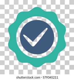 Valid Seal icon. Vector illustration style is flat iconic bicolor symbol, cobalt and cyan colors, transparent background. Designed for web and software interfaces.