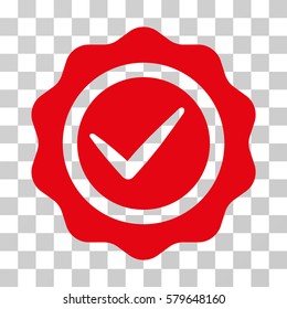 Valid Seal icon. Vector illustration style is flat iconic symbol, red color, transparent background. Designed for web and software interfaces.