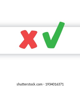 Valid Seal Icons, Accept And Reject Symbols. Green Tick And Red X. Check Mark Vector.