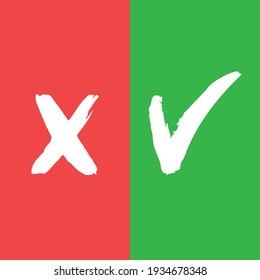 Valid Seal Icons, Accept And Reject Symbols. Green Tick And Red X. Check Mark Vector.