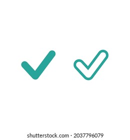Valid Seal icons set. Blue  tick set. Flat OK sticker icon. Isolated on white. Accept button. Good for web and software interfaces. Vector illustration.
