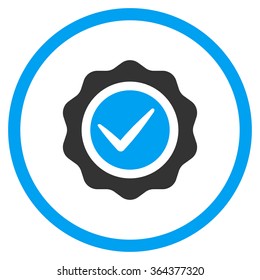 Valid Stamp vector icon. Style is bicolor flat symbol, blue and gray colors, rounded angles, white background.