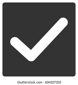 Valid Tick vector icon. Flat gray symbol. Pictogram is isolated on a white background. Designed for web and software interfaces.