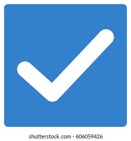 Valid Tick vector icon. Flat cobalt symbol. Pictogram is isolated on a white background. Designed for web and software interfaces.