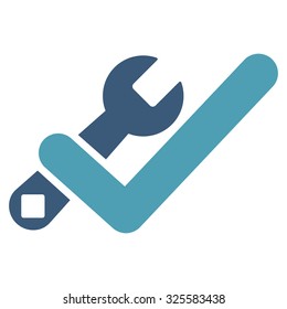 Valid Tools vector icon. Style is bicolor flat symbol, cyan and blue colors, rounded angles, white background.