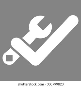 Valid Tools vector icon. Style is flat symbol, white color, rounded angles, gray background.
