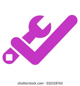 Valid Tools vector icon. Style is flat symbol, violet color, rounded angles, white background.