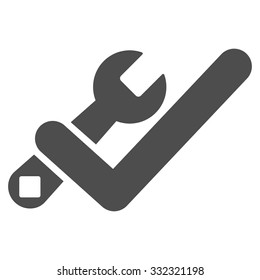 Valid Tools vector icon. Style is flat symbol, gray color, rounded angles, white background.