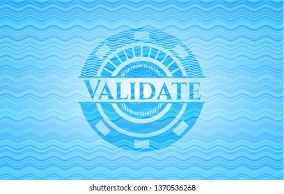 Validate sky blue water badge background.