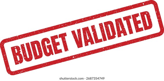 A validated budget is confirmed with this grungy rubber stamp illustration, perfect for financial planning, verification, and business operations.