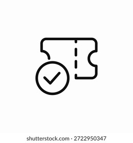 Vector de signo de icono de ticket de Cupón validado
