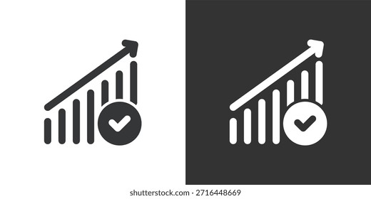 Icono de crecimiento validado. Icono de la serie de glifos sólidos