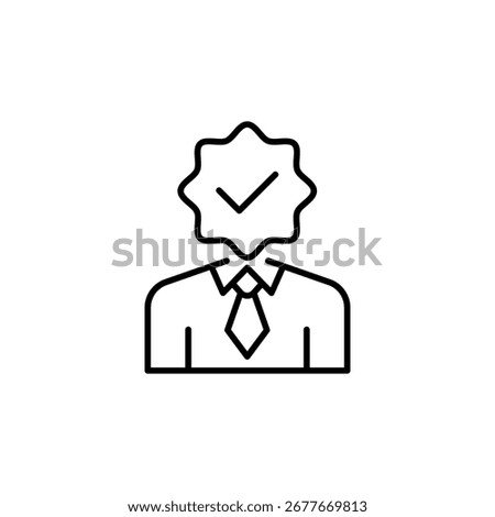 Validated Professional Identity Represented By Check Mark Graphic And Figure Outline