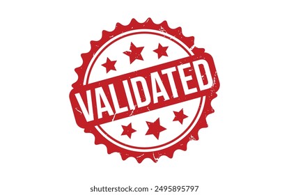 Sello validado. Sello de grunge de goma validado rojo