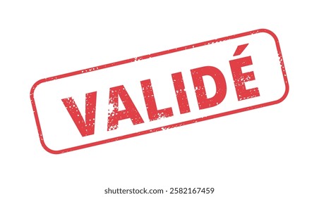 validé validated textured rectangular stamp red ink vector format scalable vintage