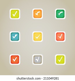 Validation buttons vector set