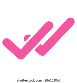 Validation icon from Business Bicolor Set. This flat vector symbol uses pink color, rounded angles, and isolated on a white background.