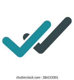 Validation icon from Business Bicolor Set. This flat vector symbol uses soft blue colors, rounded angles, and isolated on a white background.