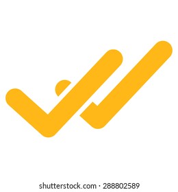Validation icon from Business Bicolor Set. This flat vector symbol uses yellow color, rounded angles, and isolated on a white background.