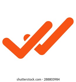 Validation icon from Business Bicolor Set. This flat vector symbol uses orange color, rounded angles, and isolated on a white background.