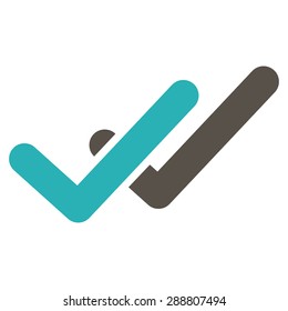 Validation icon from Business Bicolor Set. This flat vector symbol uses grey and cyan colors, rounded angles, and isolated on a white background.