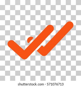 Validation icon. Vector illustration style is flat iconic symbol, orange color, transparent background. Designed for web and software interfaces.