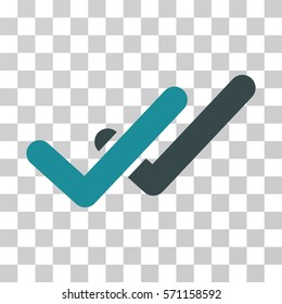 Validation icon. Vector illustration style is flat iconic bicolor symbol, soft blue colors, transparent background. Designed for web and software interfaces.