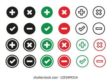 Iconos de validación. Ilustración vectorial.