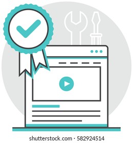 Validation - Infographic Icon Elements from Web Development Set. Flat Thin Line Icon Pictogram for Website and Mobile Application Graphics.