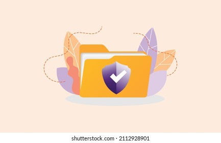 Validation process secure confidential files folder, cyber security safe, private lock,  Information privacy, Internet and technology.