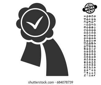 Validation Seal icon with black bonus job pictograms. Validation Seal vector illustration style is a flat gray iconic element for web design, app user interfaces.