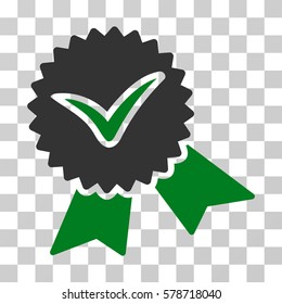 Validation Seal icon. Vector illustration style is flat iconic bicolor symbol, green and gray colors, transparent background. Designed for web and software interfaces.