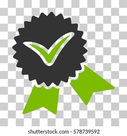 Validation Seal icon. Vector illustration style is flat iconic bicolor symbol, eco green and gray colors, transparent background. Designed for web and software interfaces.