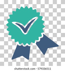 Validation Seal icon. Vector illustration style is flat iconic bicolor symbol, cobalt and cyan colors, transparent background. Designed for web and software interfaces.