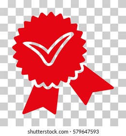 Validation Seal icon. Vector illustration style is flat iconic symbol, red color, transparent background. Designed for web and software interfaces.