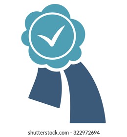 Validation Seal vector icon. Style is bicolor flat symbol, cyan and blue colors, rounded angles, white background.
